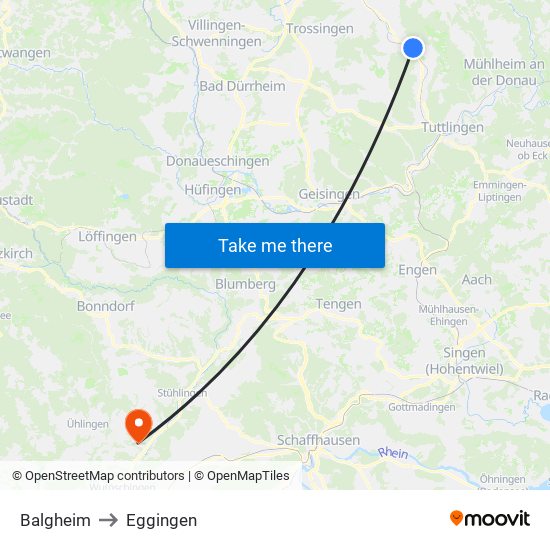 Balgheim to Eggingen map