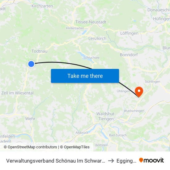Verwaltungsverband Schönau Im Schwarzwald to Eggingen map