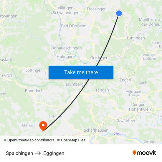 Spaichingen to Eggingen map