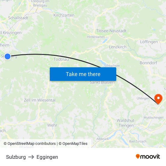 Sulzburg to Eggingen map