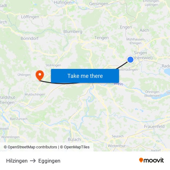Hilzingen to Eggingen map