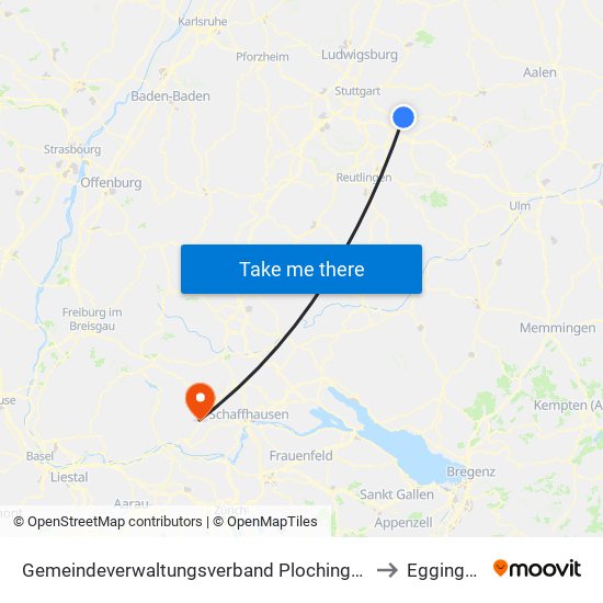 Gemeindeverwaltungsverband Plochingen to Eggingen map