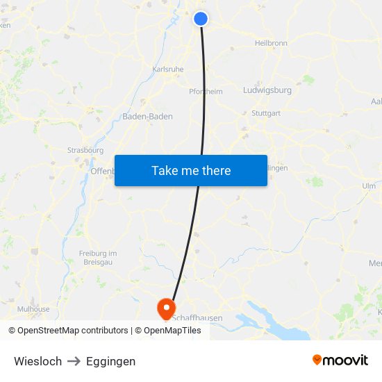 Wiesloch to Eggingen map