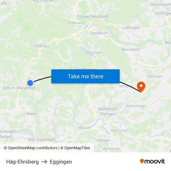 Häg-Ehrsberg to Eggingen map