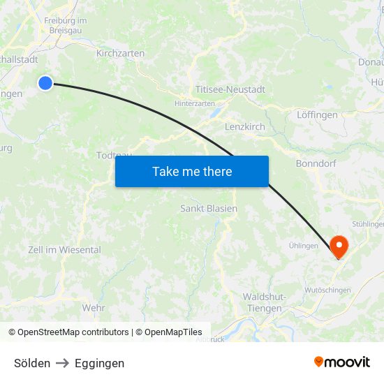 Sölden to Eggingen map