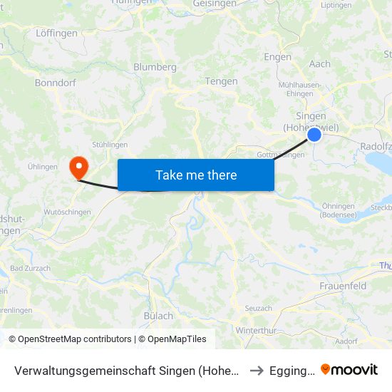 Verwaltungsgemeinschaft Singen (Hohentwiel) to Eggingen map