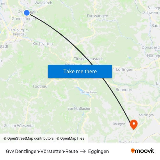 Gvv Denzlingen-Vörstetten-Reute to Eggingen map