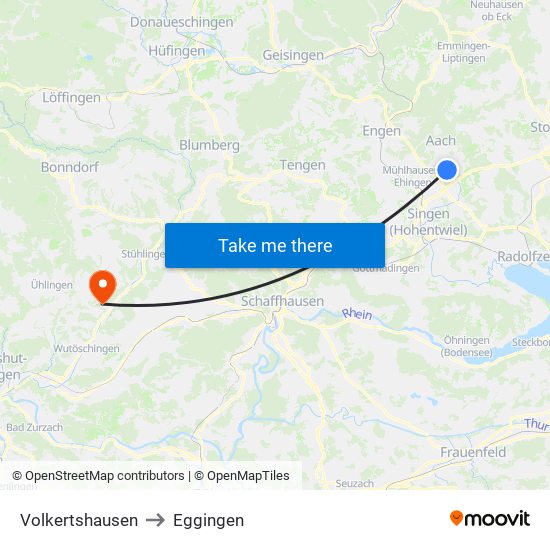 Volkertshausen to Eggingen map