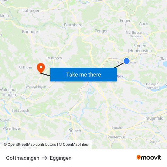 Gottmadingen to Eggingen map
