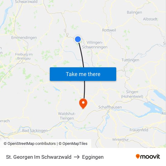 St. Georgen Im Schwarzwald to Eggingen map