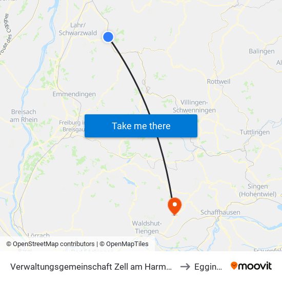 Verwaltungsgemeinschaft Zell am Harmersbach to Eggingen map