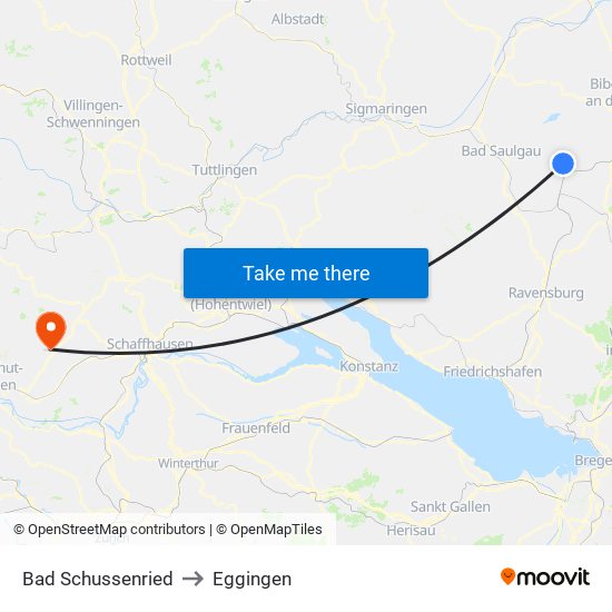Bad Schussenried to Eggingen map