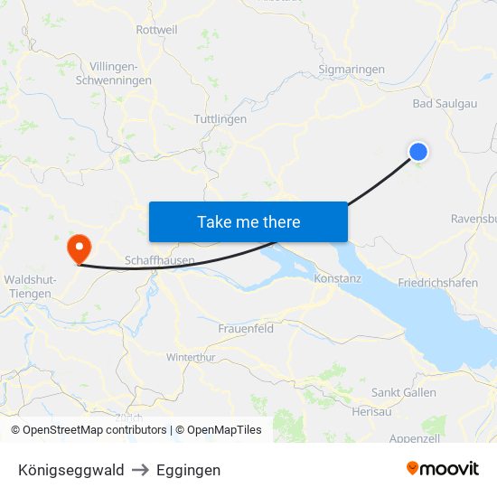 Königseggwald to Eggingen map