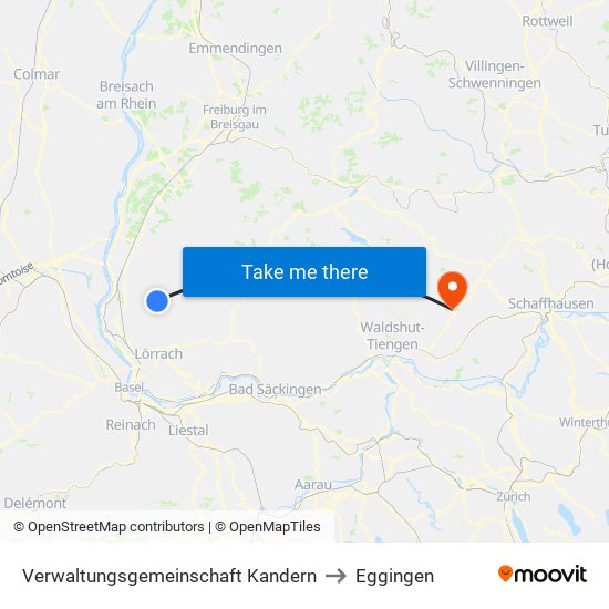 Verwaltungsgemeinschaft Kandern to Eggingen map