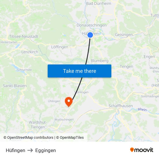 Hüfingen to Eggingen map