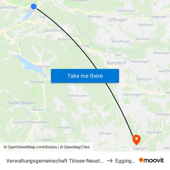 Verwaltungsgemeinschaft Titisee-Neustadt to Eggingen map