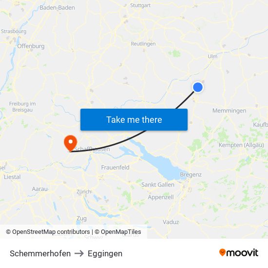 Schemmerhofen to Eggingen map