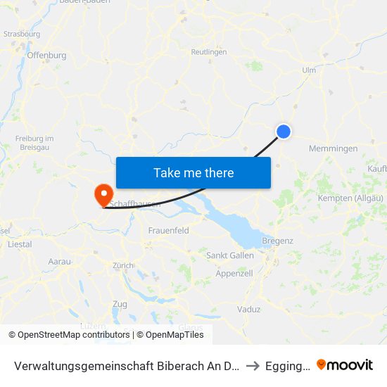 Verwaltungsgemeinschaft Biberach An Der Riß to Eggingen map