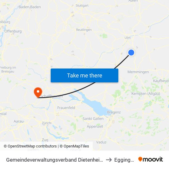 Gemeindeverwaltungsverband Dietenheim to Eggingen map