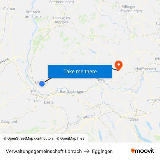 Verwaltungsgemeinschaft Lörrach to Eggingen map