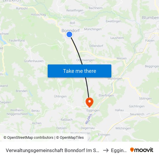 Verwaltungsgemeinschaft Bonndorf Im Schwarzwald to Eggingen map