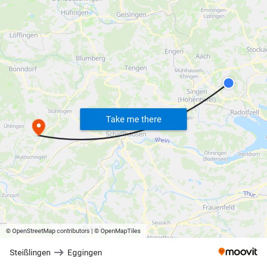 Steißlingen to Eggingen map