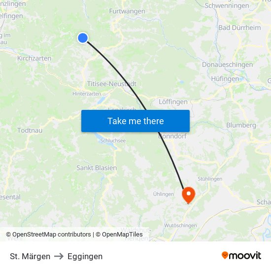 St. Märgen to Eggingen map