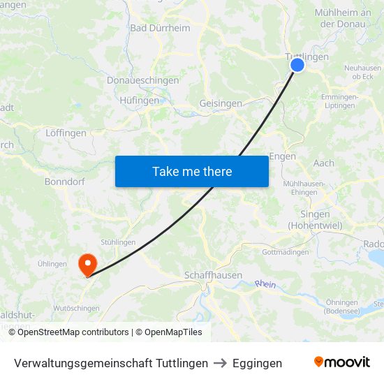 Verwaltungsgemeinschaft Tuttlingen to Eggingen map