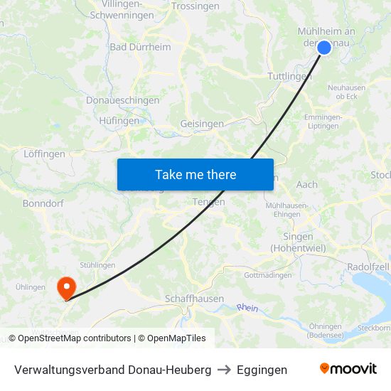 Verwaltungsverband Donau-Heuberg to Eggingen map