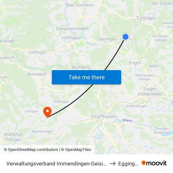 Verwaltungsverband Immendingen-Geisingen to Eggingen map