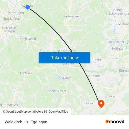 Waldkirch to Eggingen map