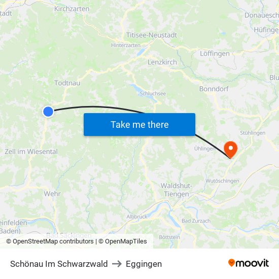 Schönau Im Schwarzwald to Eggingen map