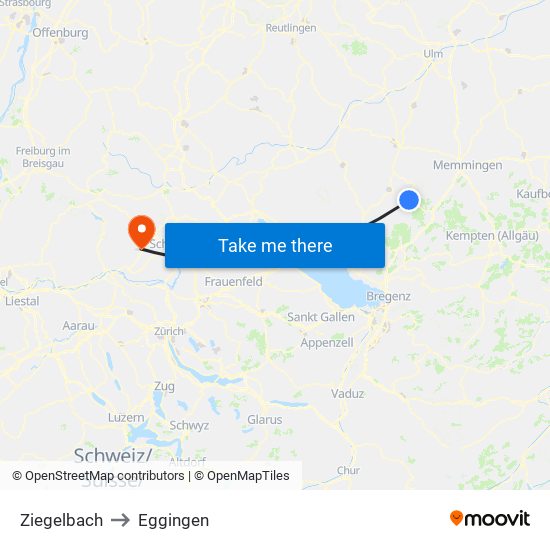 Ziegelbach to Eggingen map