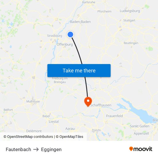 Fautenbach to Eggingen map