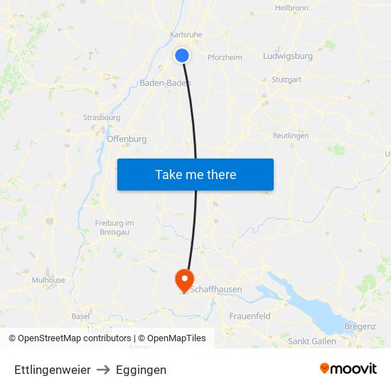 Ettlingenweier to Eggingen map