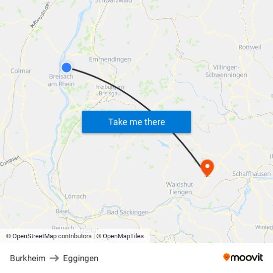 Burkheim to Eggingen map