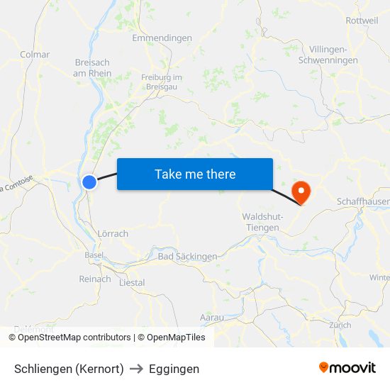 Schliengen (Kernort) to Eggingen map