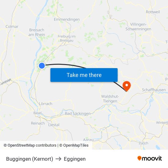 Buggingen (Kernort) to Eggingen map