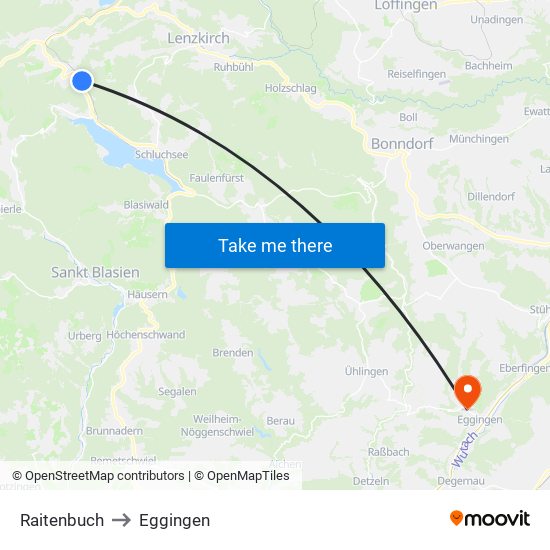 Raitenbuch to Eggingen map