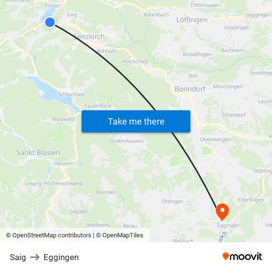 Saig to Eggingen map