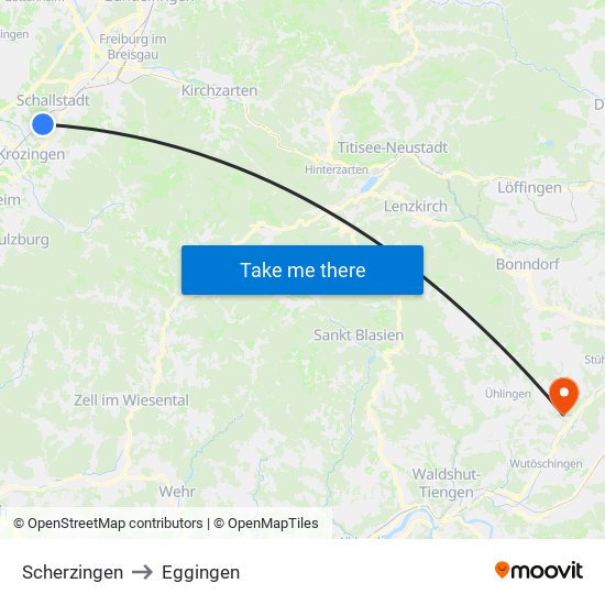 Scherzingen to Eggingen map