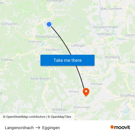 Langenordnach to Eggingen map