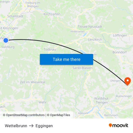 Wettelbrunn to Eggingen map