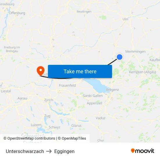 Unterschwarzach to Eggingen map