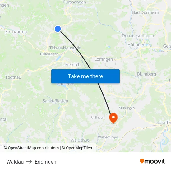 Waldau to Eggingen map