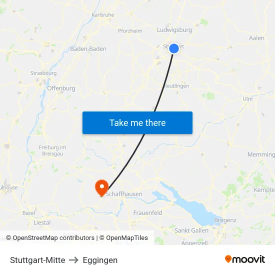 Stuttgart-Mitte to Eggingen map