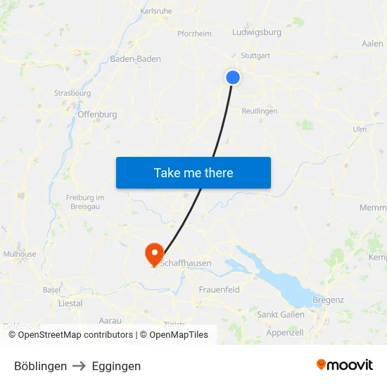 Böblingen to Eggingen map