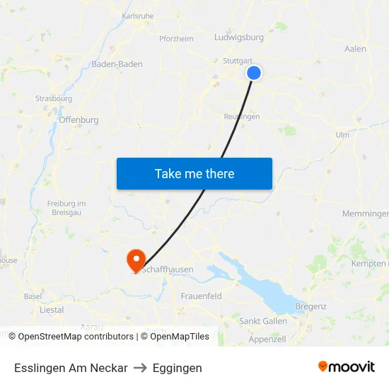 Esslingen Am Neckar to Eggingen map
