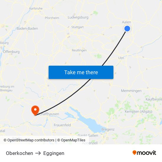 Oberkochen to Eggingen map