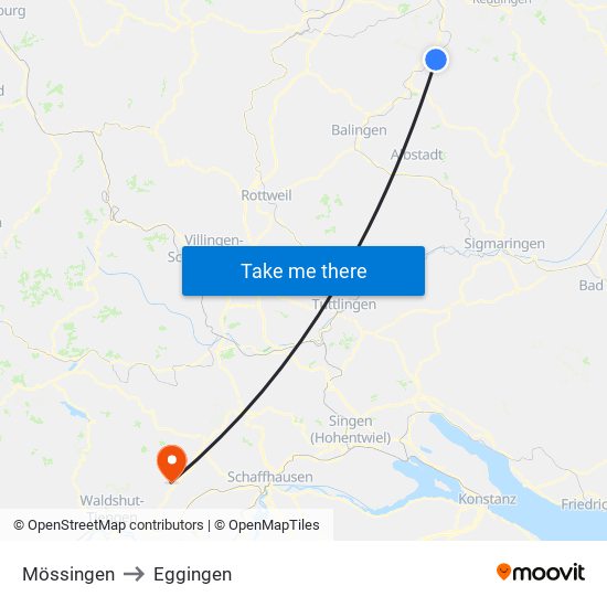Mössingen to Eggingen map
